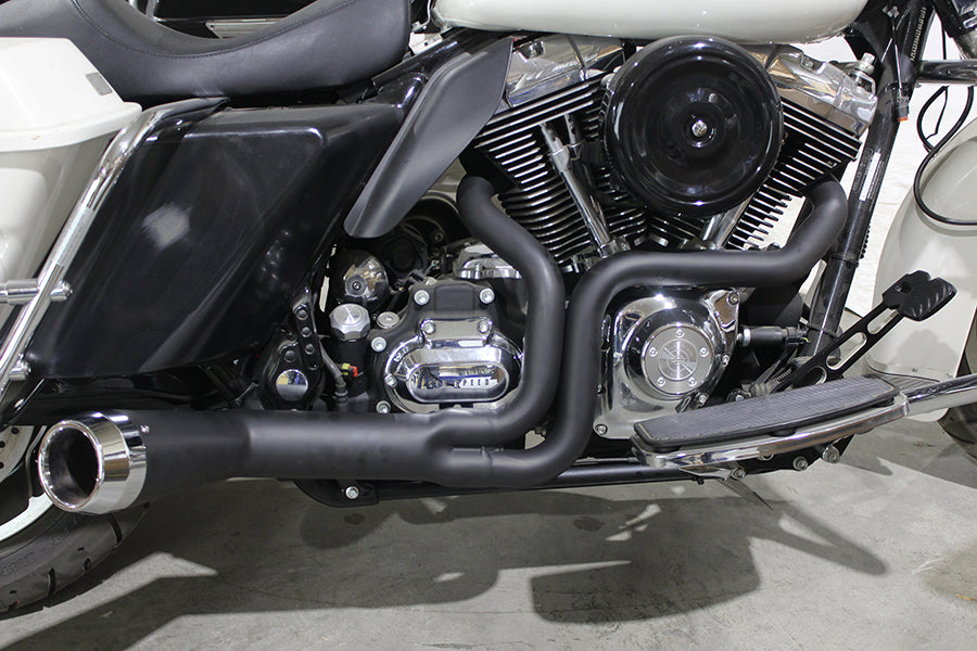 Offset Megaphone 2:1 Exhaust Black For Harley-Davidson Touring 2006-2016