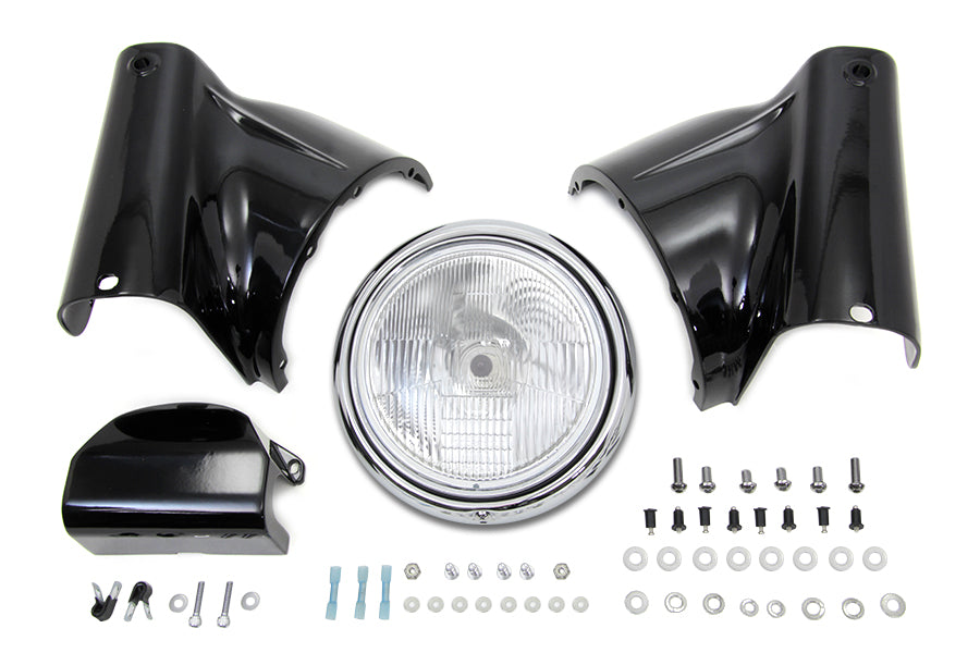 Black Freight Train Headlight Nacelle For Harley-Davidson Softail