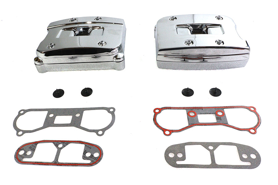 Chrome rocker box cover set for Harley-Davidson Evolution Big Twin