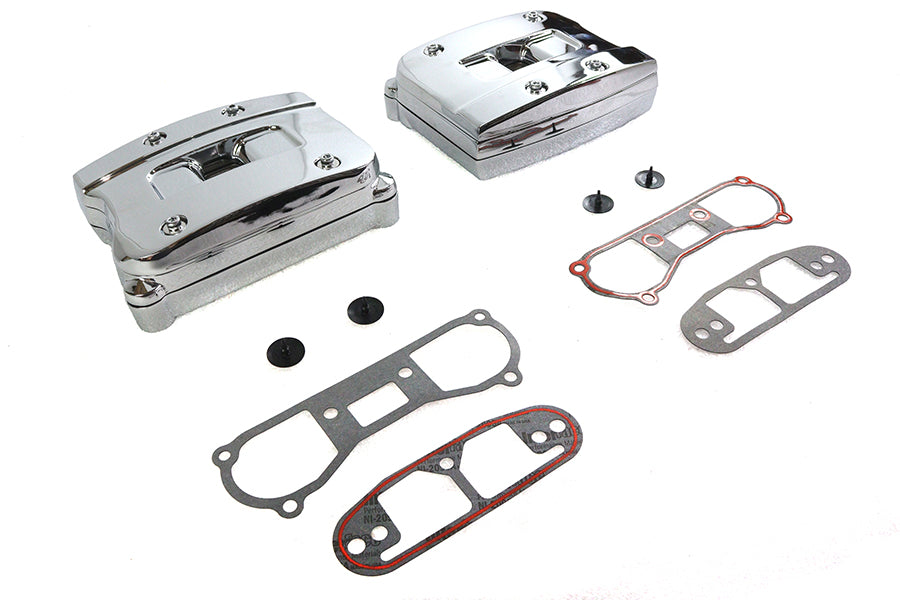 Chrome rocker box cover set for Harley-Davidson Evolution Big Twin