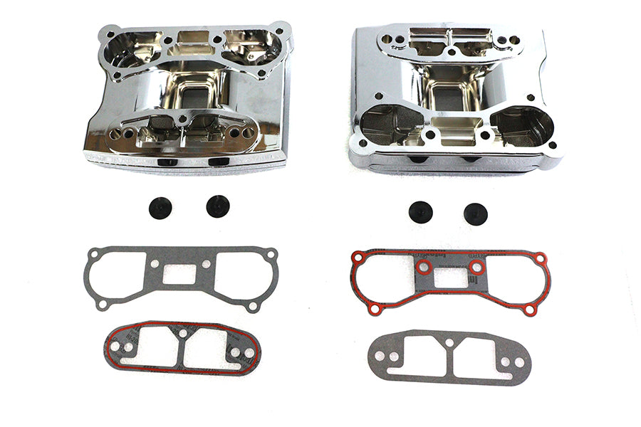 Chrome rocker box cover set for Harley-Davidson Evolution Big Twin