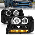 ANZO 2002-2009 Chevrolet Trailblazer Projektorscheinwerfer mit Halo, Schwarz