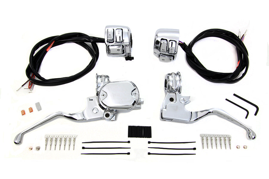Kit de control de manillar con interruptores cromados para Harley-Davidson Sportster