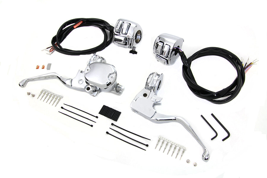 Kit de control de manillar con interruptores cromados para Harley-Davidson Sportster