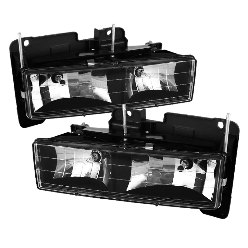 Faros delanteros de cristal Xtune Chevy Suburban 88-98 en color negro HD-JH-CCK88-BK