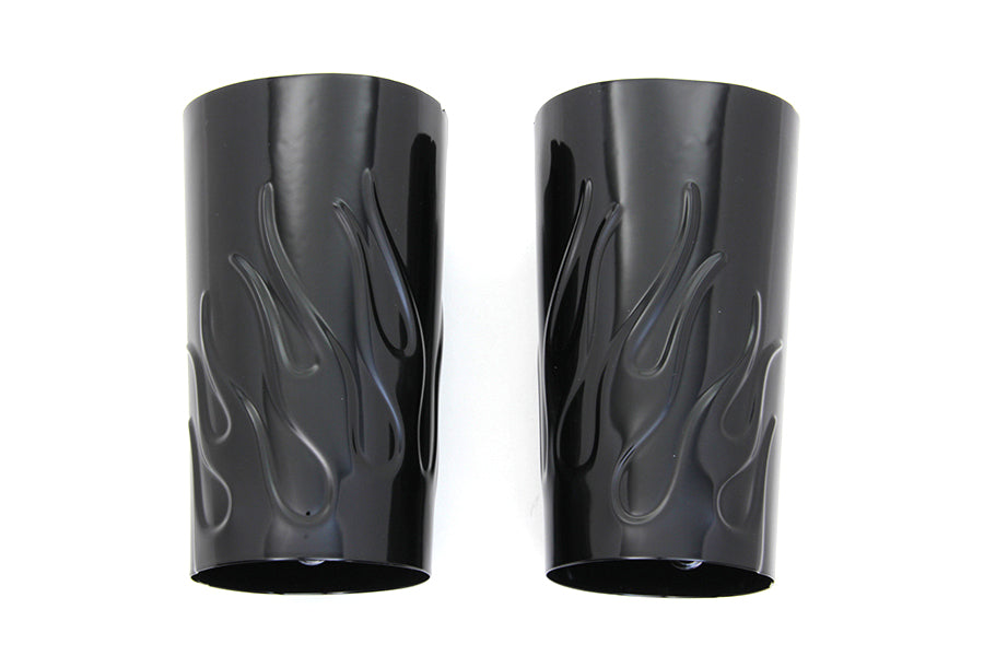 Flames fork slider cover set black for Harley-Davidson Touring