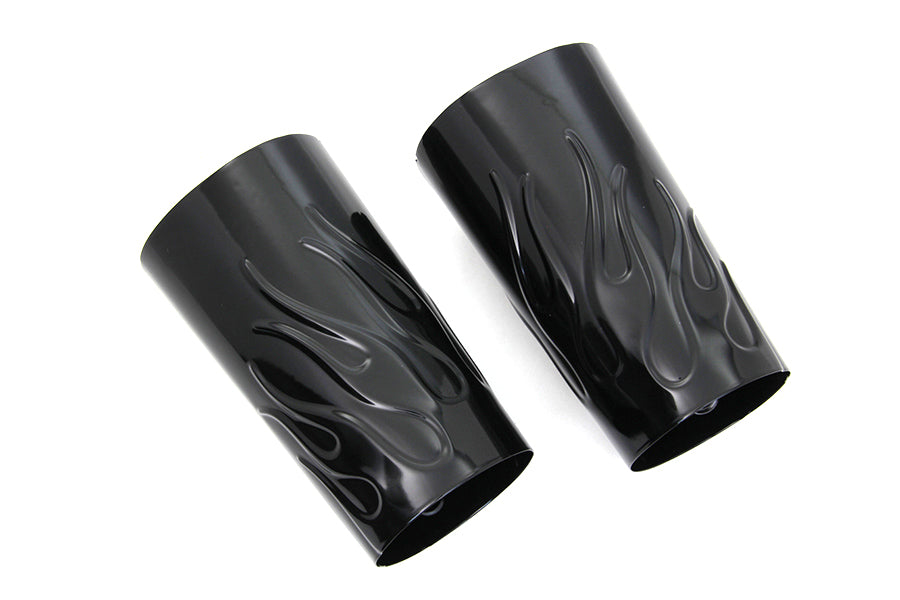 Flames fork slider cover set black for Harley-Davidson Touring