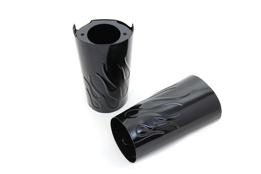 Flames fork slider cover set black for Harley-Davidson Touring