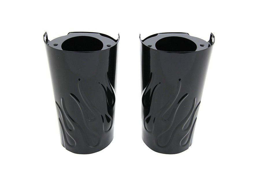 Flames fork slider cover set black for Harley-Davidson Touring