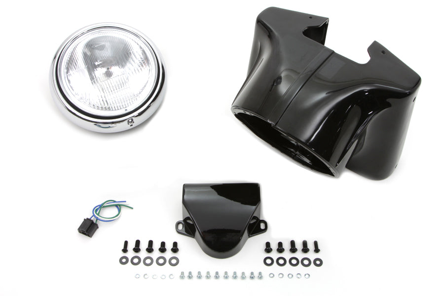 7" Headlamp Cowl Kit Black For Harley-Davidson FL 1960-1984