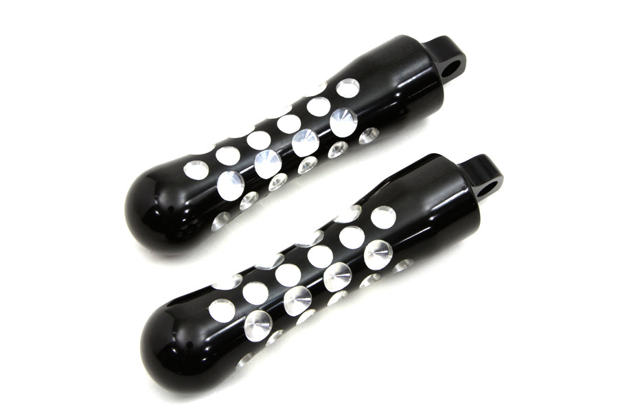 Black Contour Agostinni Footpeg Set Contrast Cut For Harley-Davidson