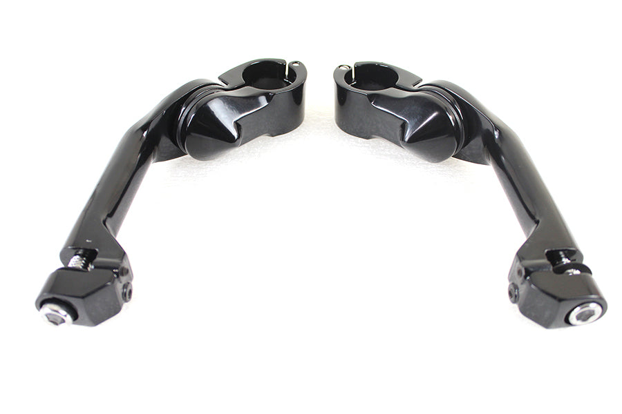 Long Angled Adjustable Highway Peg Mount Kit Black For Harley-Davidson