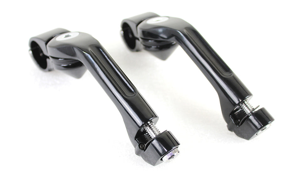 Long Angled Adjustable Highway Peg Mount Kit Black For Harley-Davidson