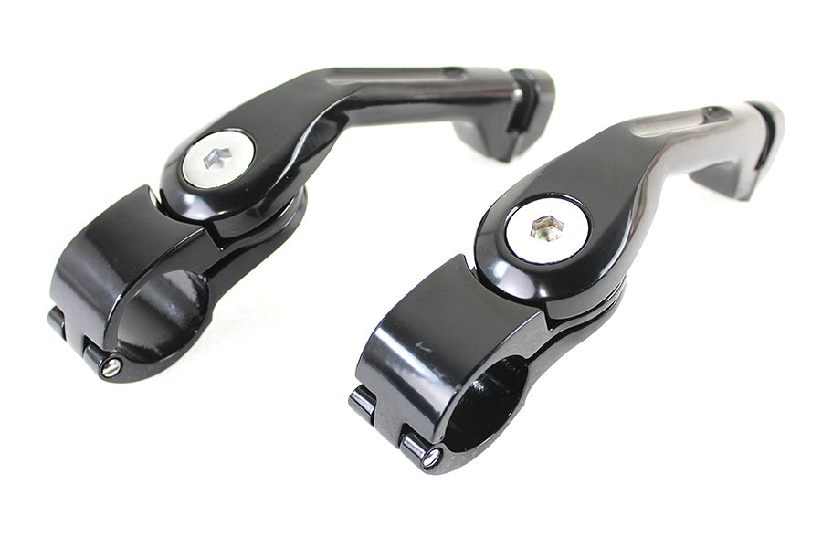 Long Angled Adjustable Highway Peg Mount Kit Black For Harley-Davidson