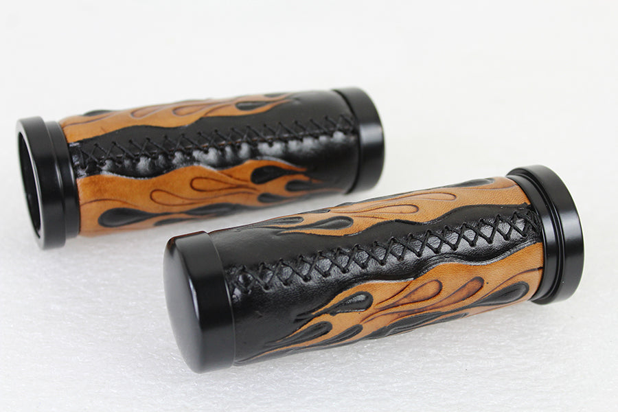 Juego de empuñaduras de acelerador por cable TBW estilo llama ámbar para Harley-Davidson