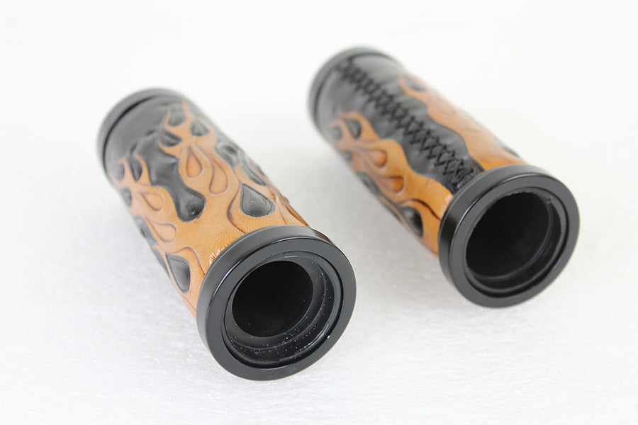 Juego de empuñaduras de acelerador por cable TBW estilo llama ámbar para Harley-Davidson