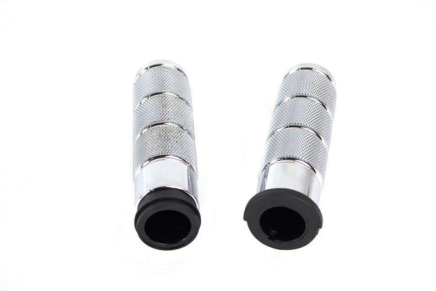 Chrome Billet Retro Hand Grip Set For Harley-Davidson Electronic Throttle