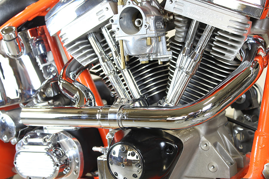 2:1 Siamese Exhaust Header Set Chrome For Harley-Davidson