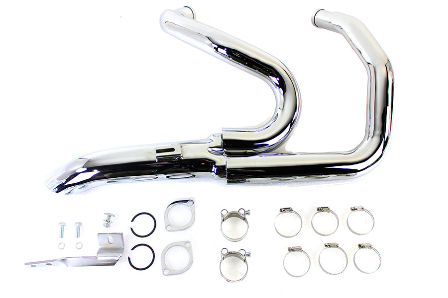 Chrome 2 into 1 Lakester style exhaust system for Harley-Davidson Sportster