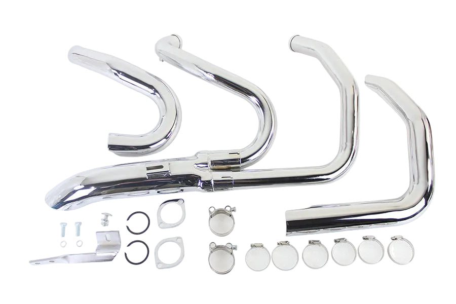 Chrome 2 into 1 Lakester style exhaust system for Harley-Davidson Sportster