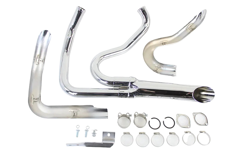 Chrome 2 into 1 Lakester style exhaust system for Harley-Davidson Sportster