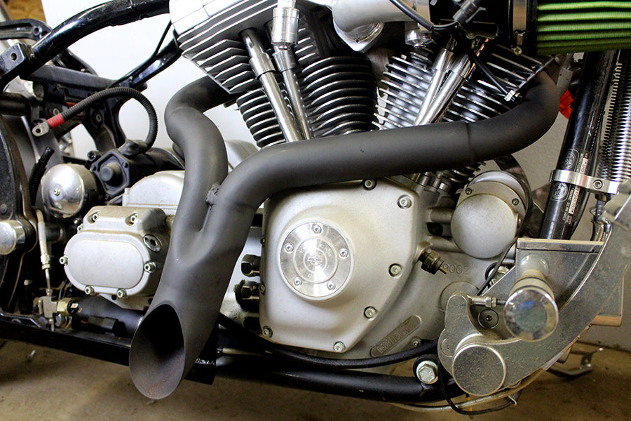 Escape lateral en "Y" estilo Lakester, color negro, para Harley-Davidson Twin Cam