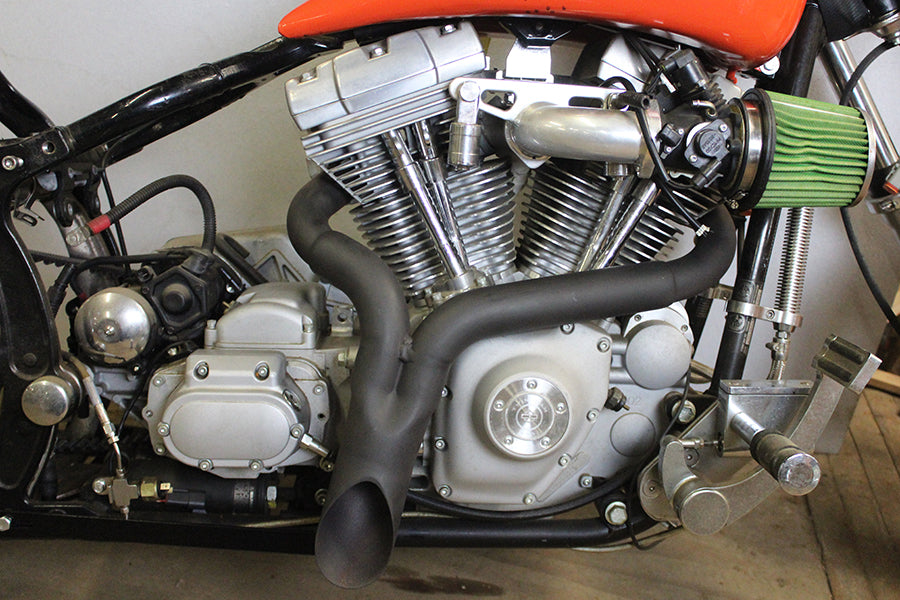 Escape lateral en "Y" estilo Lakester, color negro, para Harley-Davidson Twin Cam