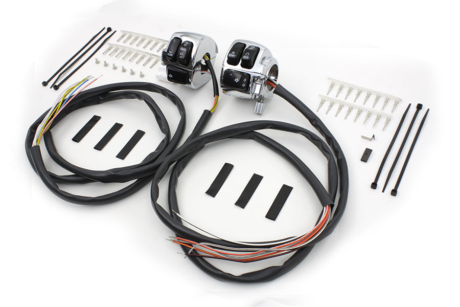 Kit de carcasa de interruptor de control de manillar cromado para Harley-Davidson