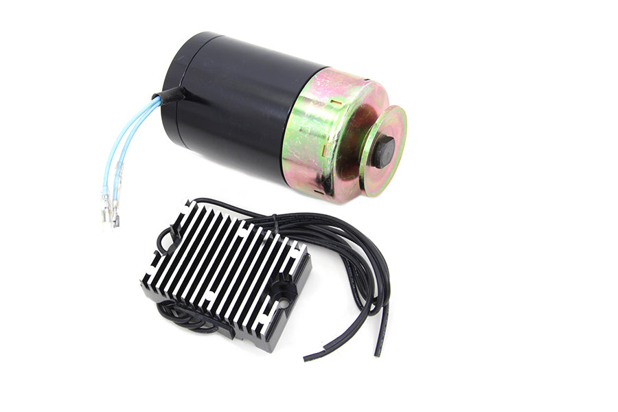 12 volt Indian charging system features a black finish and includes pulley