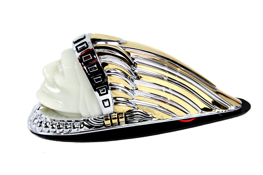 Indian Head Fender Ornament Chrome and Gold