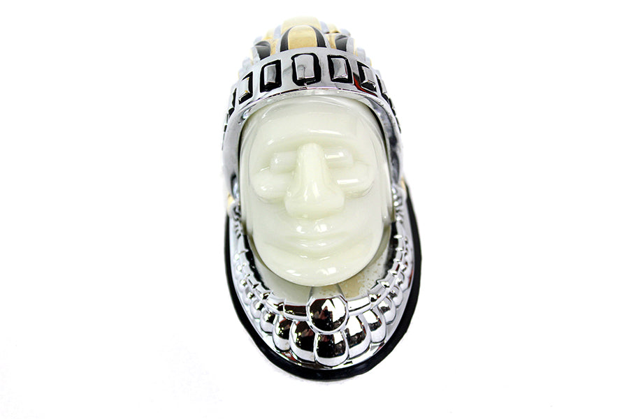 Adorno para guardabarros con forma de cabeza india, cromado y dorado