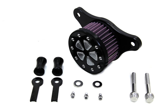 Custom Mini Round Air Cleaner Kit Black For Harley-Davidson Twin Cam