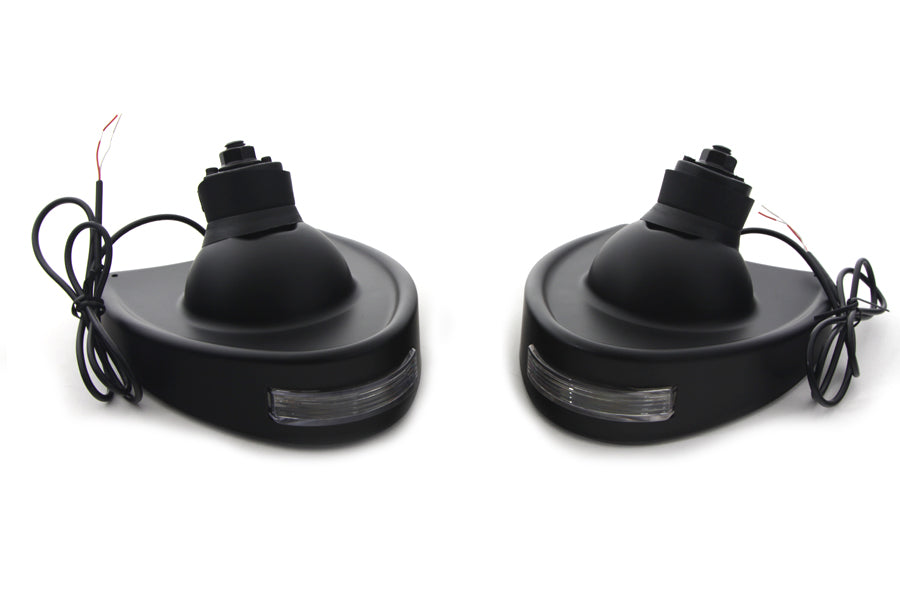 Juego de espejos retrovisores negros con LED para Harley-Davidson Touring 1996-2010