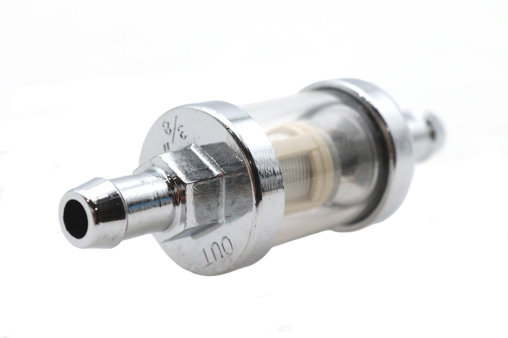 Chrome and glass see-thru fuel filter for Harley-Davidson