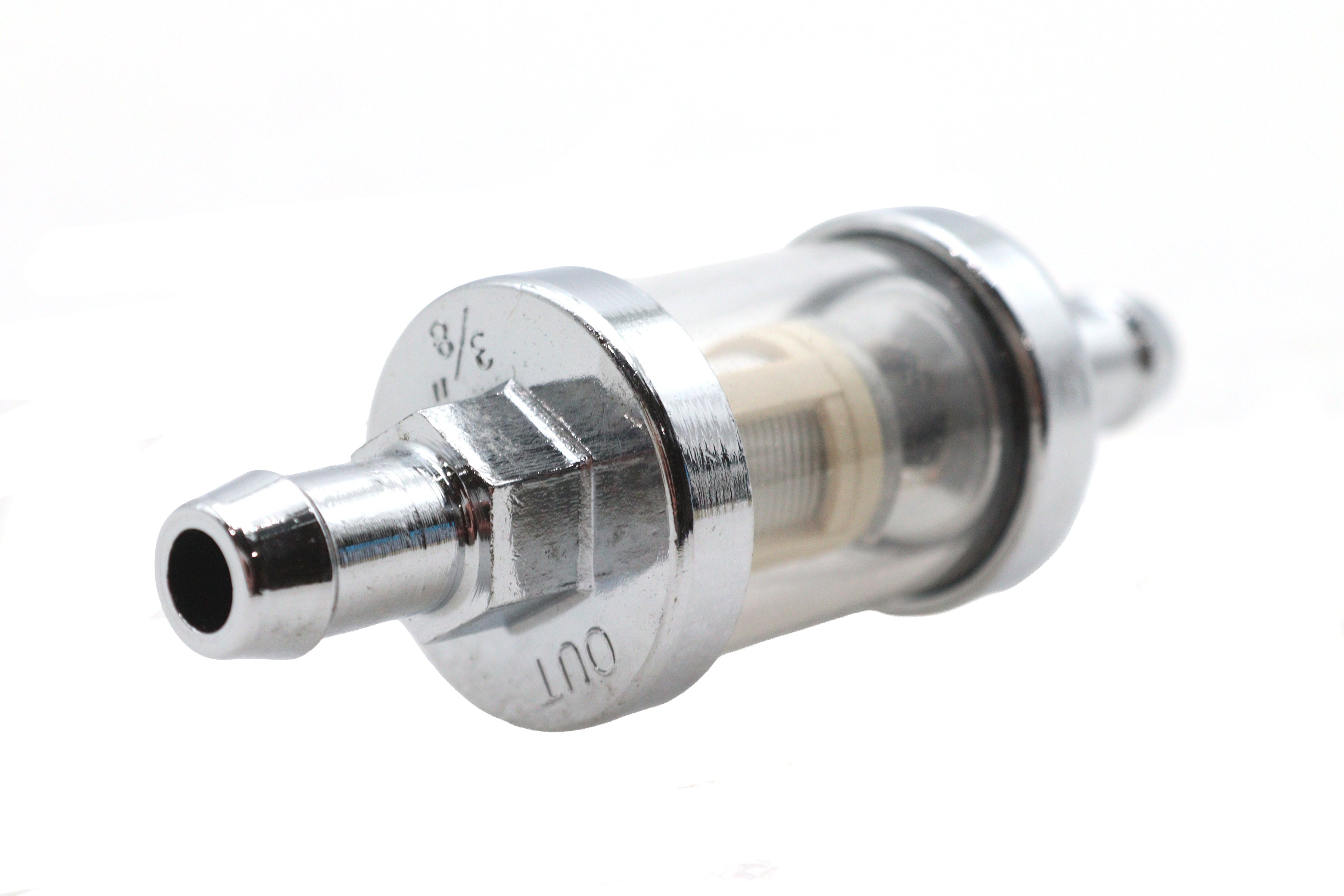Chrome and glass see-thru fuel filter for Harley-Davidson