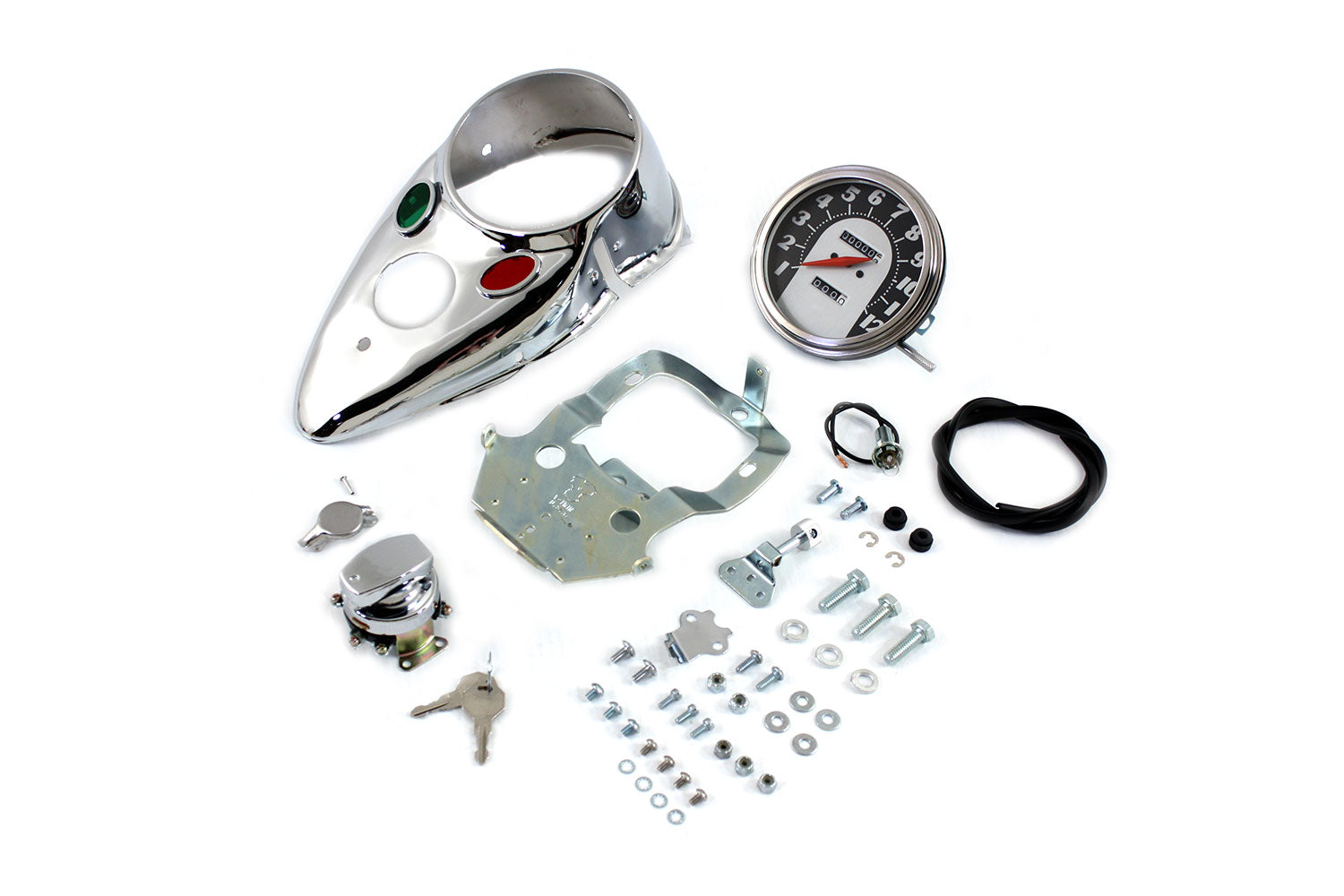 Chrome Cateye Dash Panel & Speedometer For Harley-Davidson 1968-1984