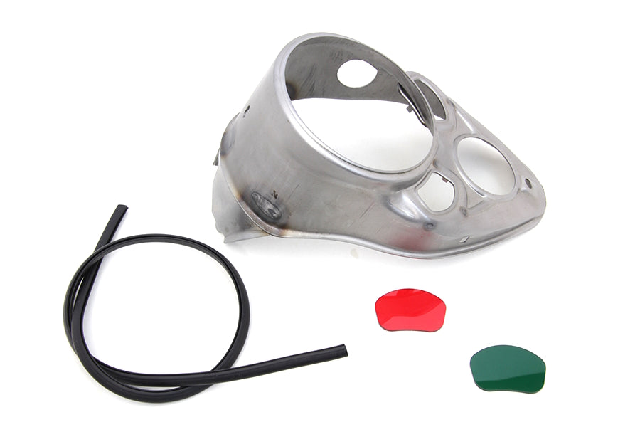 Raw Skull Dash Panel With Red Lens For Harley-Davidson 1937