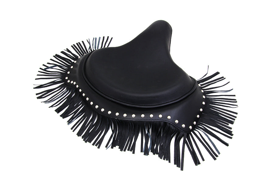 Black Deluxe Solo Seat With Fringe Skirt For Harley-Davidson 1929-1984