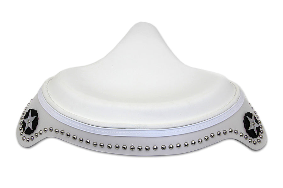 White Leather Solo Seat with Skirt For Harley-Davidson 1929-1984