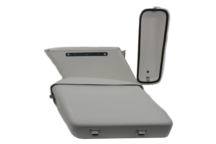 Replica white saddlebag set for Harley-Davidson FL 1963-1984