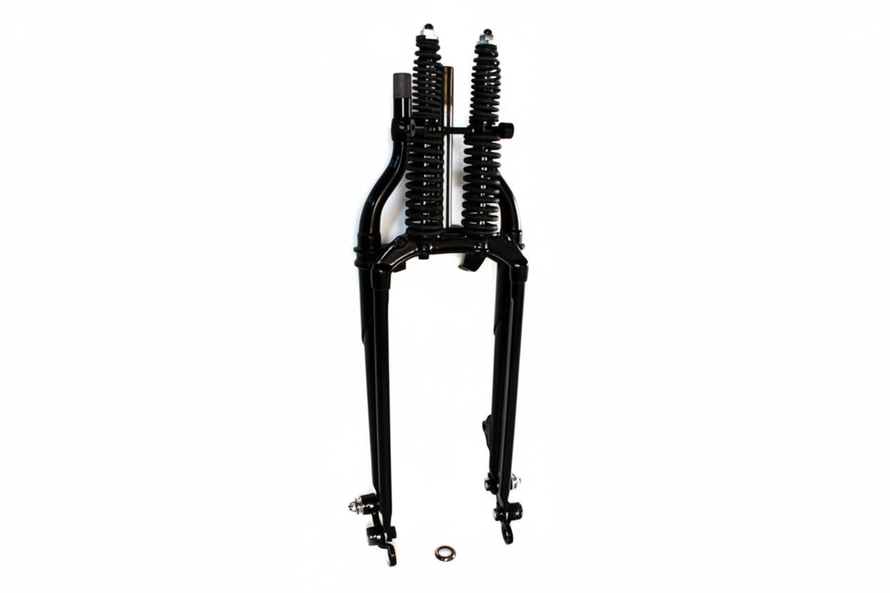 +2" Over inline springer fork assembly black for Harley-Davidson