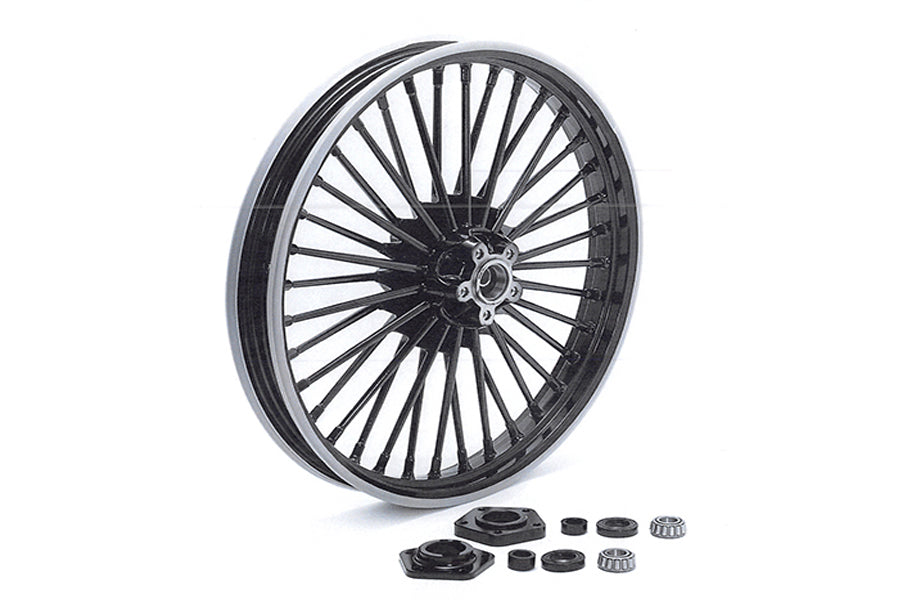 21" x 2.15" Fat Spoke Black Front Wheel For Harley-Davidson 1996-2007