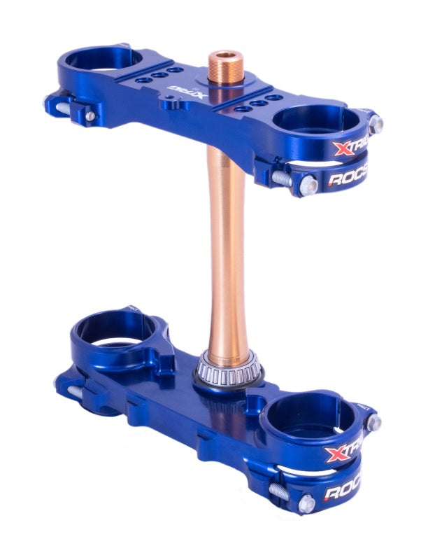 Abrazadera triple ROCS Tech de 22 mm con desplazamiento M12, color azul, Yamaha YZ250F/ 23+ YZ450F 2024