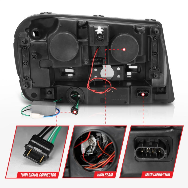 ANZO 2002-2009 Chevrolet Trailblazer Projektorscheinwerfer mit Halo, Schwarz
