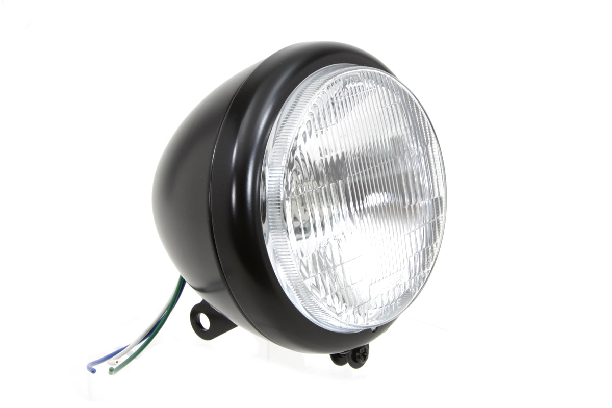 Black 5-3/4" headlamp assembly for Harley-Davidson Springer