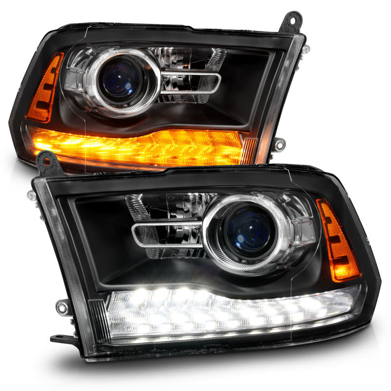 ANZO 09–18 Dodge Ram 1500/2500/3500 LED Plank Style Scheinwerfer Switchback + Sequential – Mattschwarz