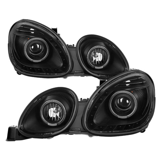 Faros delanteros de proyector Halo solo halógenos Xtune Lexus GS300/GS400/GS430 98-05, color negro PRO-JH-LGS98-LED-BK