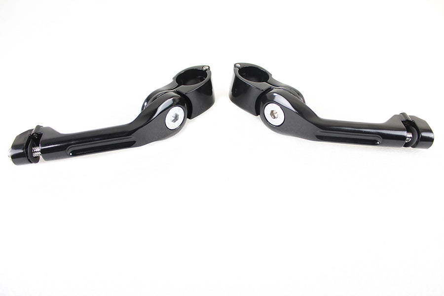 Long Angled Adjustable Highway Peg Mount Kit Black For Harley-Davidson