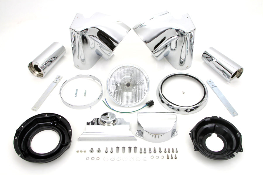 Freight Train Chrome Headlamp Cowl Kit For Harley-Davidson Softail