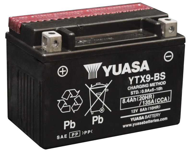 Batería AGM de 12 voltios sin mantenimiento Yuasa YTX9-BS (botella incluida)